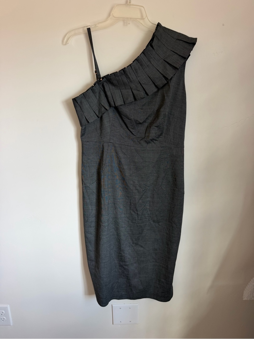 Ted Baker One Shoulder Gray Party Dress US 8